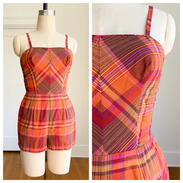 50s Sunset plaid Rose Marie Reid playsuit