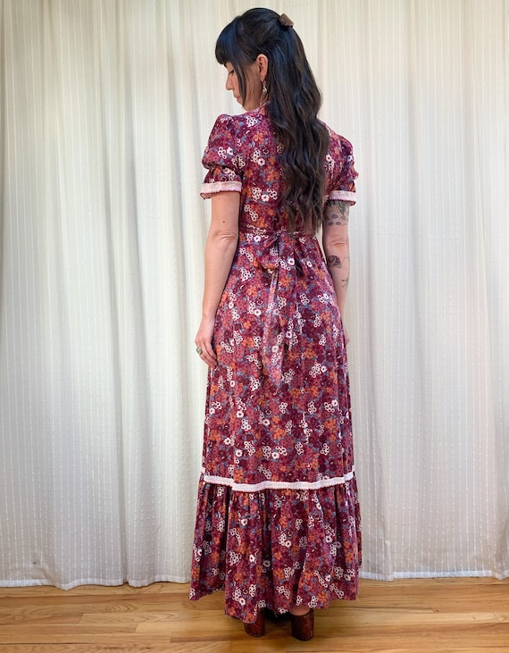70s raspberry floral maxi - image 7