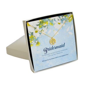 Brautjungfern Geschenk | Halskette für Brautjungfer | Geschenk für Trauzeugin | Brautjungfernschmuck mit Dankeskarte | Baum des Lebens Halskette