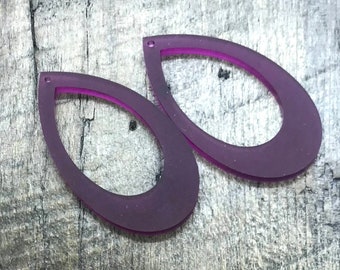 Frosted Purple Acrylic Earring Component Pair - Blanks