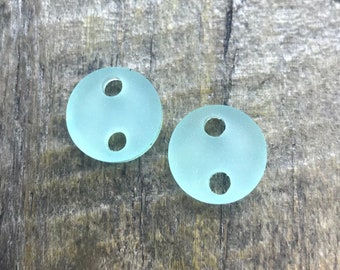 Small Frosted Sea Acrylic Earring Pair or Button Pair - Jewelry Components - Earring Blanks