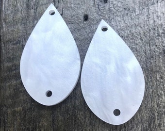 White Pearl Acrylic Earring Pair - Jewelry Making Components and Supplies