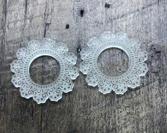 Engraved Round Acrylic Earring Pair - Jewelry Components and Blanks