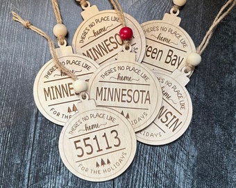 Engraved Christmas Ornament - Custom Location or Zip Code - CBandCO