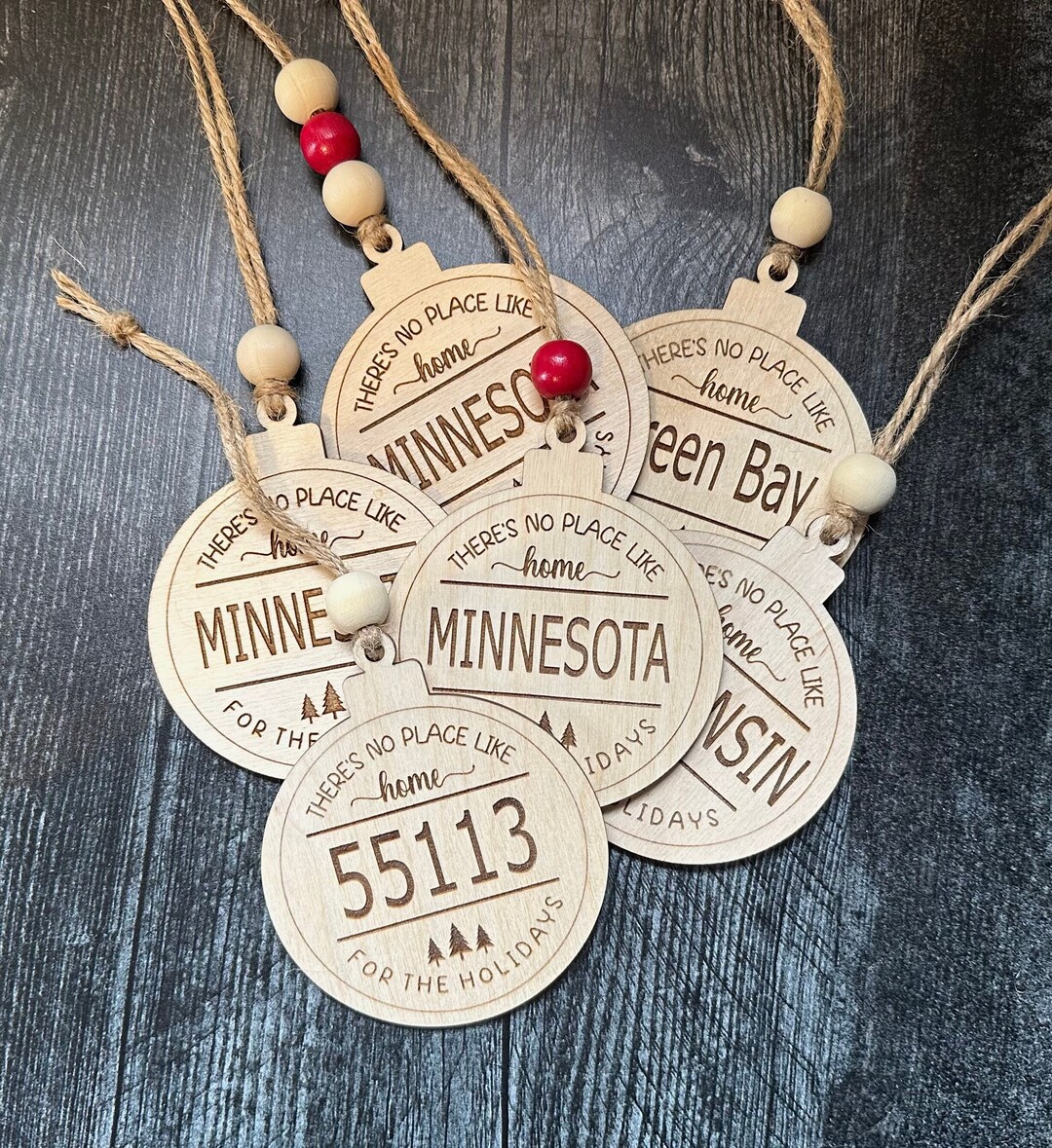 Engraved Christmas Ornament Custom Location or Zip Code Etsy
