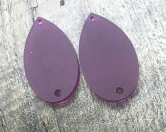 Frosted Purple Acrylic Earring Component Pair - Blanks