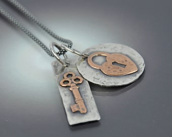 Floating Lock and Key Pendant Necklace ~ CB&CO ~ CBandCO
