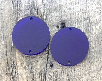 Frosted Midnight Blue Acrylic Pair - Jewelry Making Supplies or Blanks - Components