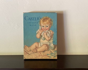 VINTAGE Carter's Infants' Wear Cardboard Box, Maud Tousey Fangel artist, Repurpose, Baby gift, Baby Shower
