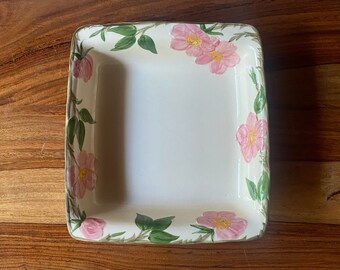 VINTAGE Franciscan Desert Rose Square serving dish, microwave cookware, pink flowers, 8 3/4 x 9 1/2, unused, made in the USA, mother's day