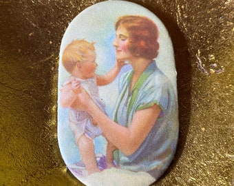 VINTAGE Prudential Advertisement pin holder.  Mother with baby.  Shower gift. New mom