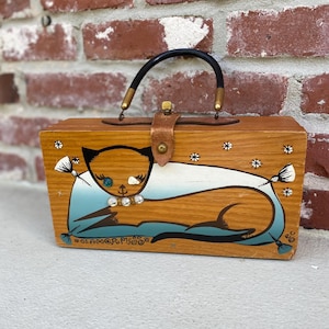 VINTAGE Enid Collins Original Box Purse, Glamor Puss, RARE, Cat box, Fancy Felines