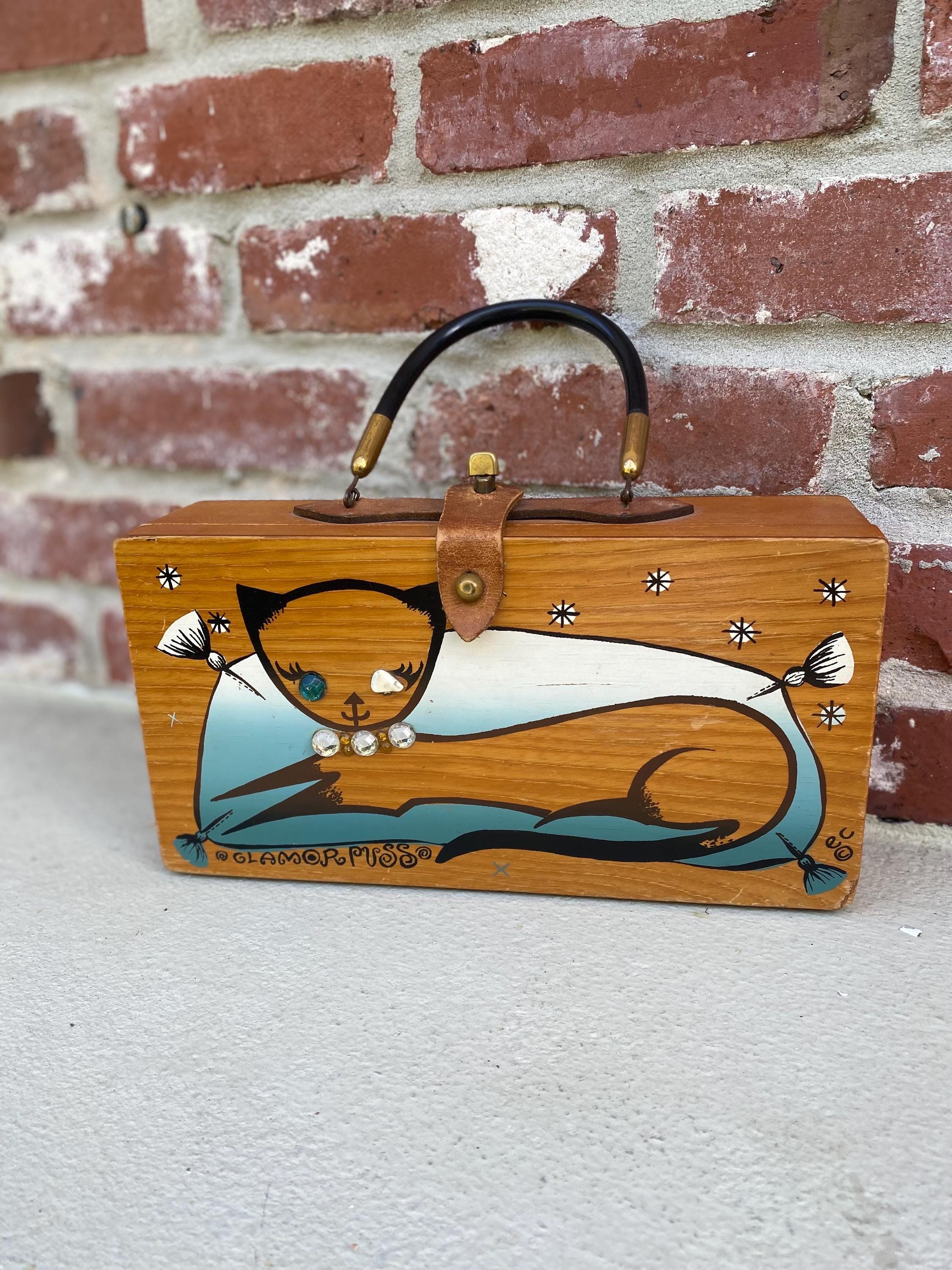 VINTAGE Enid Collins Original Box Purse, Glamor Puss, RARE