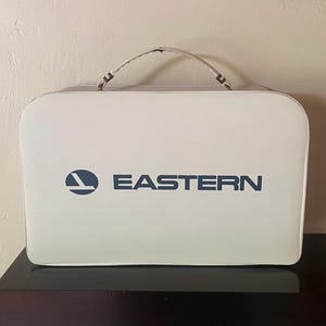 VINTAGE Eastern Airlines Travel Case, Suitcase, overnight bag, white airline case, luggage, metal zipper
