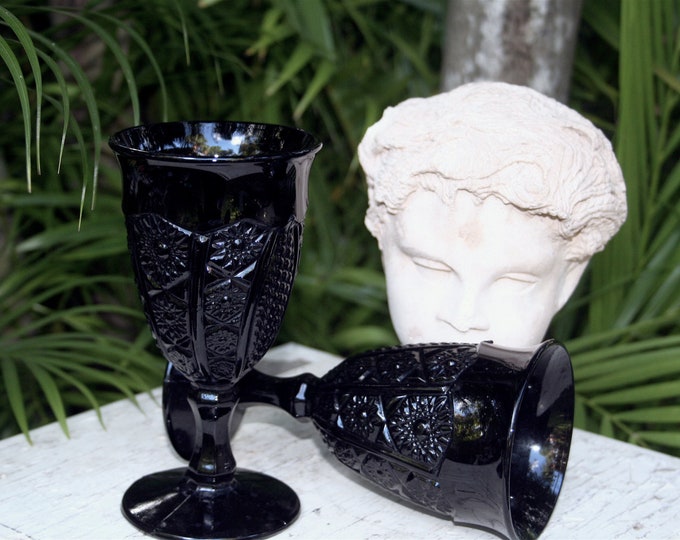 Black GLASS Goblets Tiara Glass Monarch Wine Glass Water Etsy
