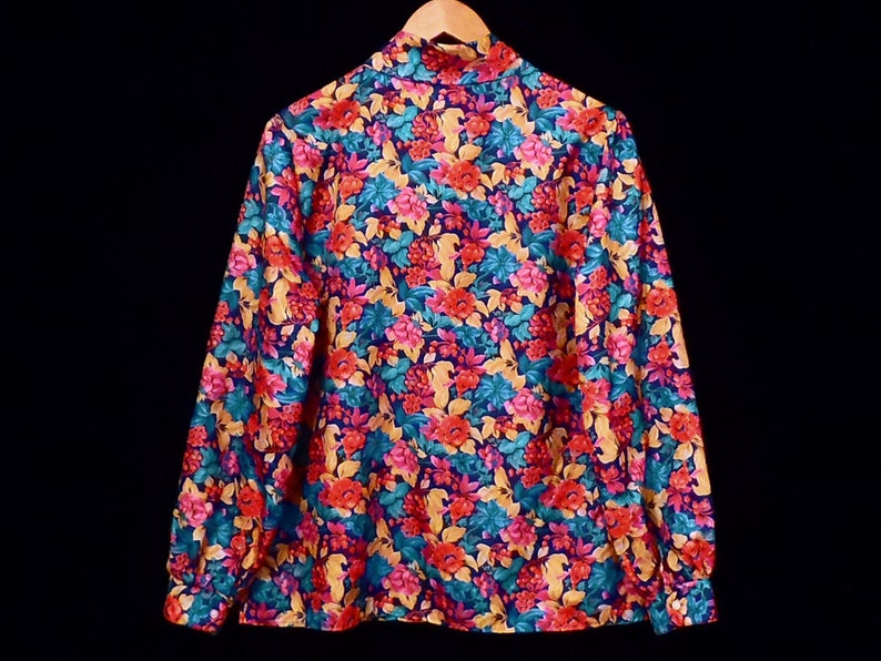 80/'s FLORAL puff sleeve blouse made in USA vintage shirt size 12 by Laura Mae