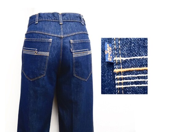 80's Levi's high waisted jeans / disco pocket emb… - image 1