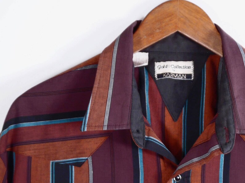 80/'s striped western snap shirt vintage by Karman men/'s XL