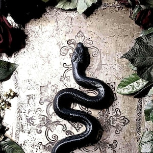 Black Resin Snake Sculpture | Handcrafted Gothic Home Decor | Dark Academia Serpent | Maximalist Wall Hanging | Deadly Sins Homeware | WRATH