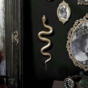 Gold Resin Snake Sculpture | Handcrafted Gothic Home Decor | Dark Academia Serpent | Maximalist Wall Hanging | Deadly Sins Homeware | GREED