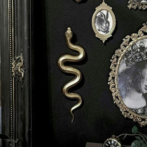 Gold Resin Snake Sculpture | Handcrafted Gothic Home Decor | Dark Academia Serpent | Maximalist Wall Hanging | Deadly Sins Homeware | GREED