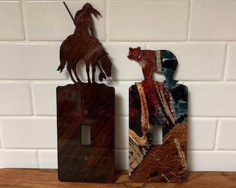 Vintage Single Switch Enamel on Lasercut Metal Switchplates Your Choice