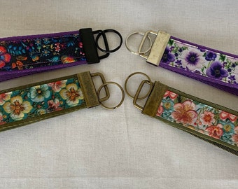 Handmade Floral Key Fob Wristlet