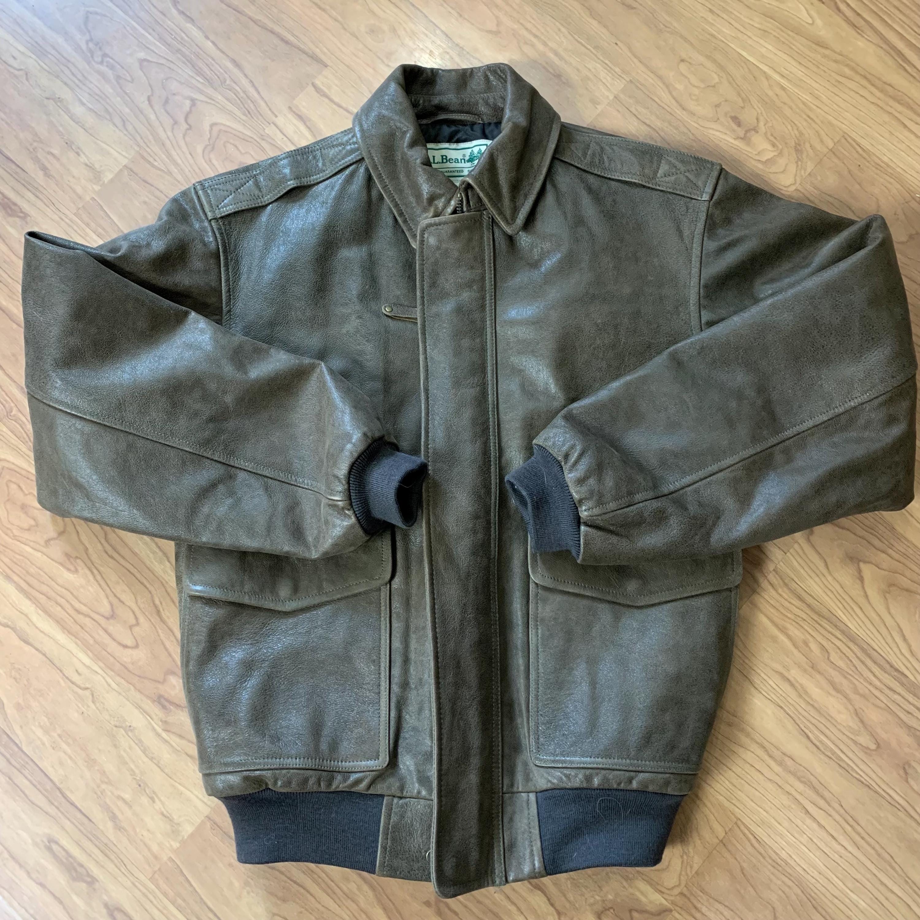 Ll Bean Leather Flight Jacket - Etsy