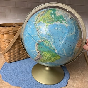 1960s Rand McNally World Portrait Globe with Relief