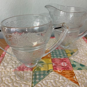 Vintage Indiana Glass Cream & Sugar Set Vernon 616 Pattern