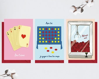Cartes postales d&#39;amour et de jeu