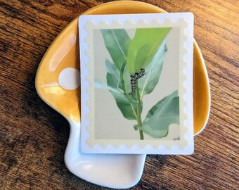 Common Milkweed with Monarch Caterpillar Sticker | Native Plants | Journaling | Water Bottle Sticker | Laptop Sticker