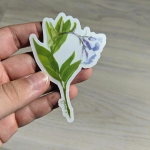 Pegatina de flor púrpura / pegatina de planta / diario / pegatina de botella de agua / pegatina de computadora portátil