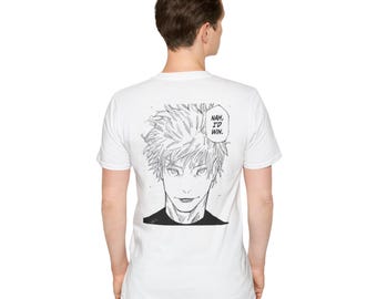 T-Shirt Jujutsu Kaisen Gojo 'Nah, I'd Win' Unisex Softstyle T-Shirt, Anime Fans Tee, Manga Quote, Graphic Top, Japanese Animation Shirt