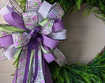 Large Spring Bow - Purple, Green, Black