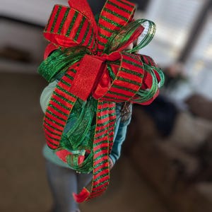 XL Bow -Christmas Tree Topper - Red and Green