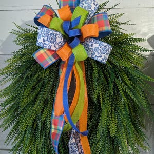 Blau/Orange karierte Herbst Designer Schleife