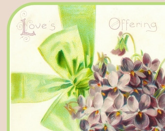 Vintage Violets Valentine digital download ECS buy 3 get one free romantic single image