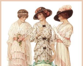 Victorian/Edwardian Vintage fashion ladies pink Roses Large digital download  BUY 3 get one FREE ecs svfteam