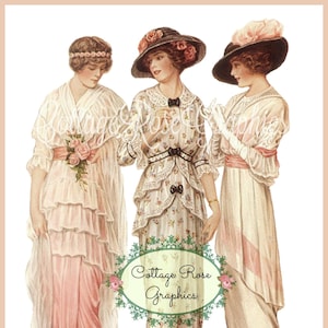 Victorian/Edwardian Vintage fashion ladies pink Roses Large digital download  BUY 3 get one FREE ecs svfteam