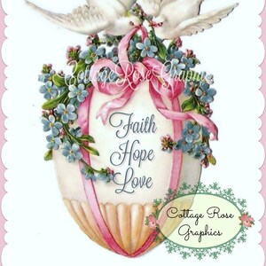 vintage Faith Hope Love oeuf de Pâques oubliez-moi nots Pink Ribbons téléchargement numérique ECS acheter 3 obtenir un gratuit romantique simple image svfteam