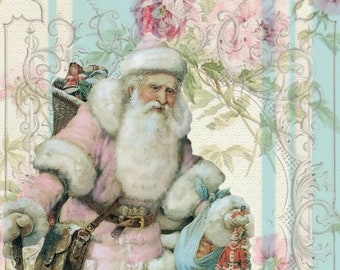 Vintage Pink Santa digital download