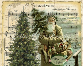 Vintage Santa O'tannebaum  Music Christmas digital download