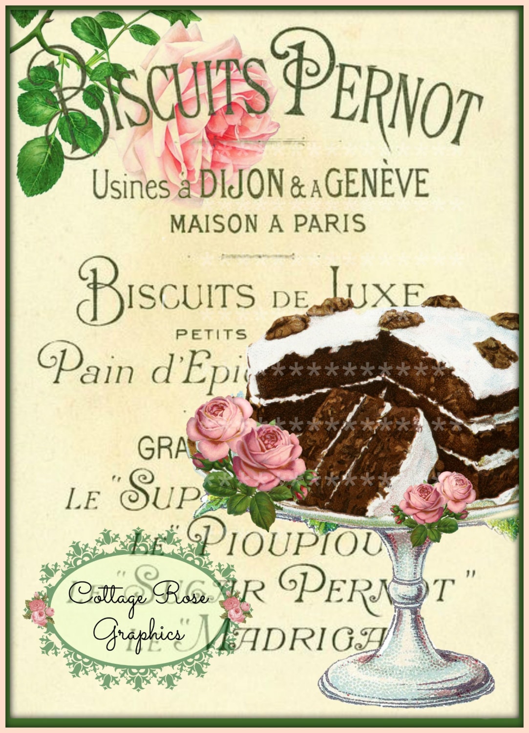 French Style Bakery, Winter Patisserie, Cocoa, Cakes, Handcrafted Plaque /  Sign