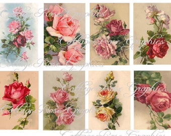 Large digital download  collage Catherine Klein Roses ATC ACEO gift tags ECS buy 3 get one free