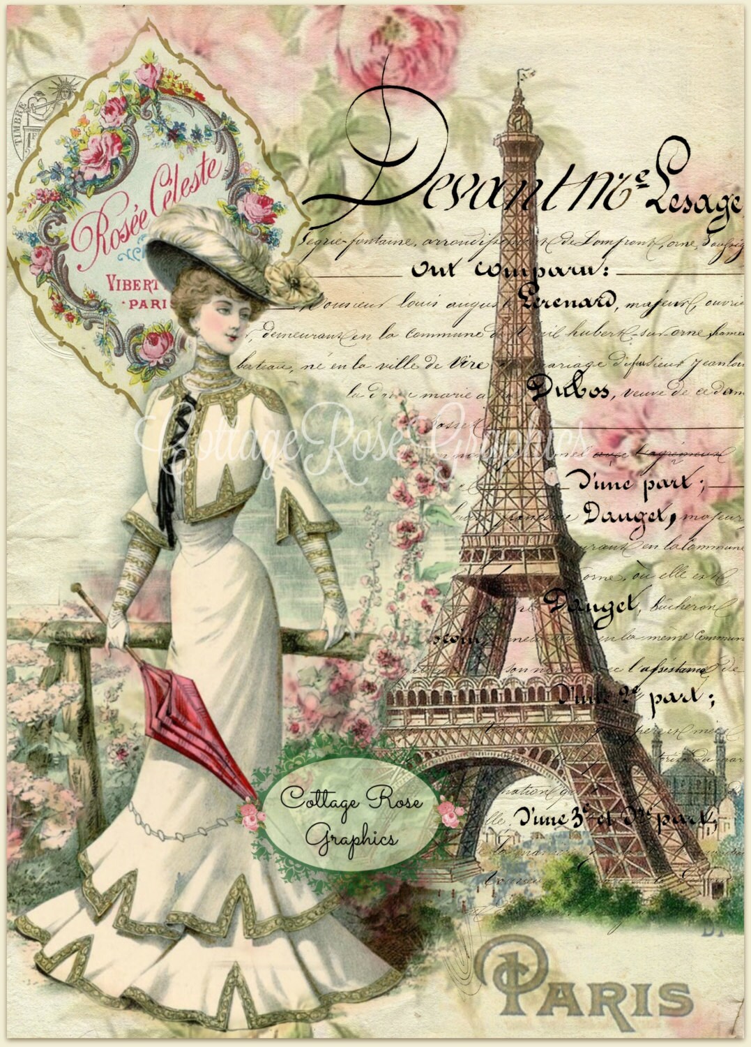 paris-in-the-summer-digital-image-download-french-script-pink-roses-buy-3-get-one-free-etsy