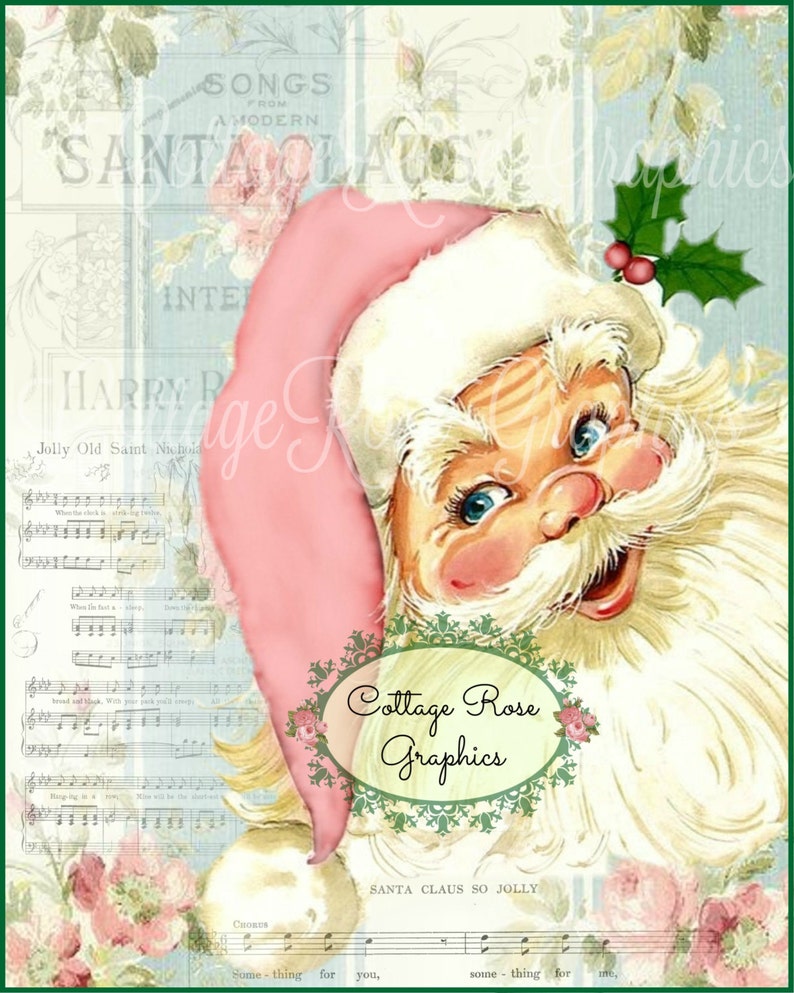 Songs from Santa Pink Christmas roses Large digital download ECS buy 3 get one free single image printable ECS image 1