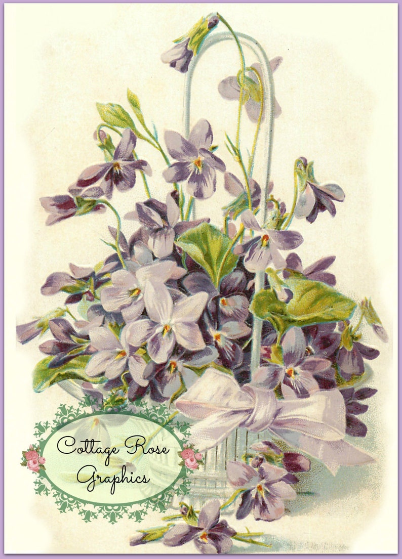 Basket of Violets LARGE format digital download Victorian Etsy