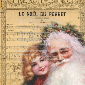 Vintage Santa French Songs Music Christmas  Large digital download ECS buy 3 get one free rdtt