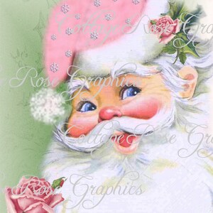 Pink Shabby Retro Santa et roses Grand téléchargement numérique ECS acheter 3 obtenir un gratuit
